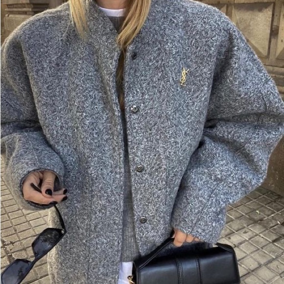 Zara Jackets & Coats Zara Boucle Oversized Bomber Jacket With